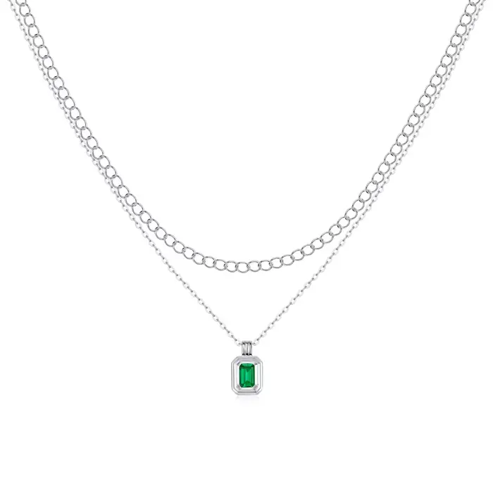 Collier pendentif émeraude M-JAJA 0,8 ct, chaîne Moissanite pour femmes, plaqué or, argent Sterling 