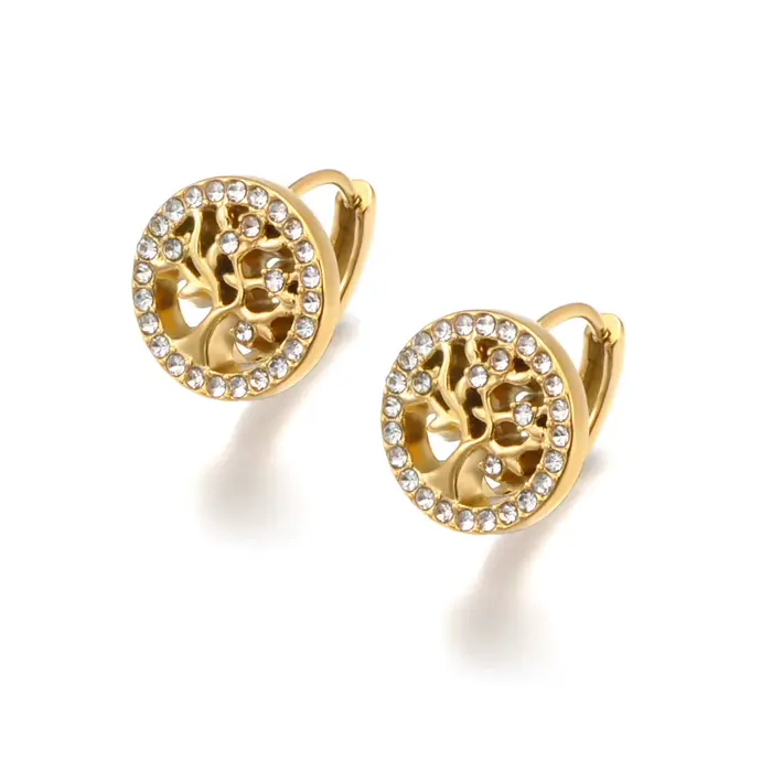 JeeMango – boucles d'oreilles arbre de vie pour femmes, en acier inoxydable 316L, Zircon, haute qual