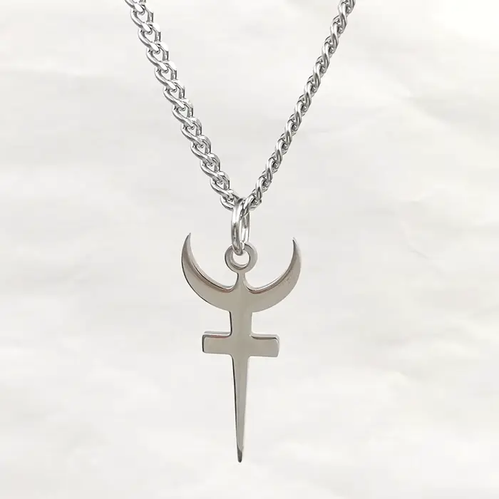 Collier Hades pendentif Trident religieux en acier inoxydable, amulette grecque antique pour chaîne de marin 24''