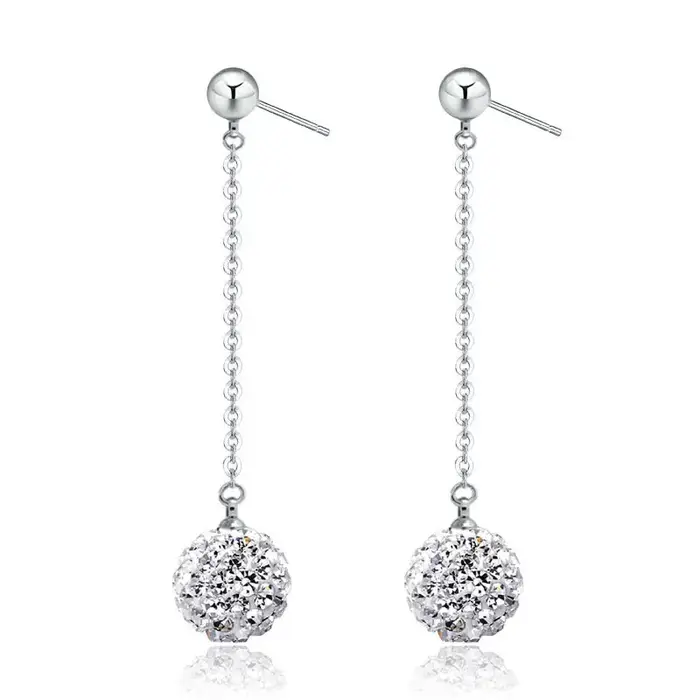 Boucles d'oreilles longues en argent Sterling 925, boule de diamant pour dames, mode Simple, fête d'