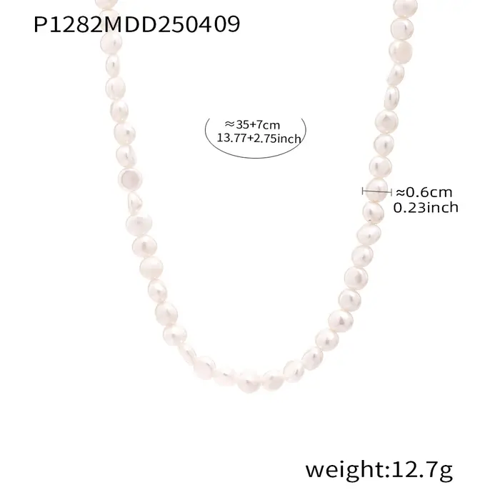 Collier de perles d'eau douce naturelles pour femmes, pendentif de luxe en acier inoxydable plaqué o