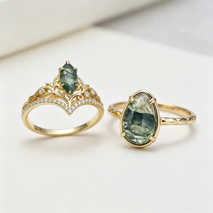 LAMOON – bague en Agate verte naturelle pour femmes, pierres précieuses en argent Sterling 925, Style palais, plaqué or, accessoires de bijouterie fine, RI416