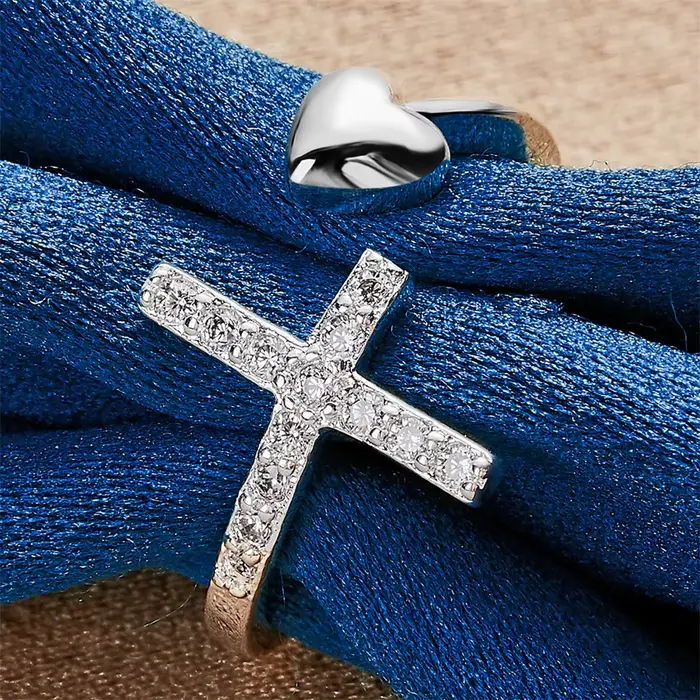 Bague Croisée en Argent Sterling 925 Pour Femmes Mode Partie Accessoire Bijoux Occasions Spéciales
