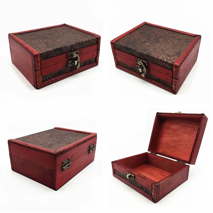 Boîte de rangement rétro en bois pour bijoux et cartes de tarot polyvalente cadeau unique pour bureau et intérieur élégant