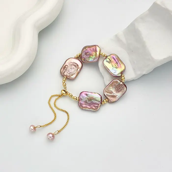 Bracelets réglables en perles baroques colorées d'eau douce naturelles, Design Original, pour mariage, femmes et filles, amoureux, bijoux fins