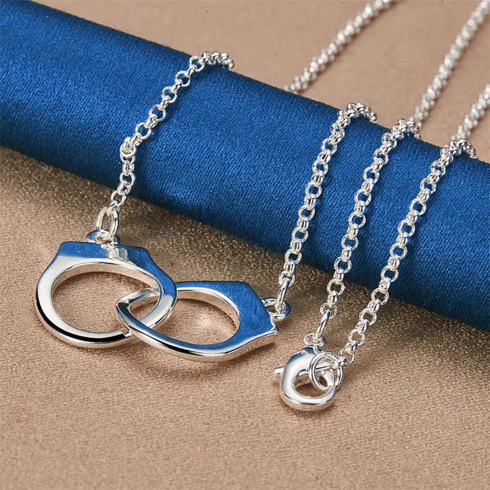 Collier en argent sterling 925 menottes minimaliste luxueux pour femmes occasions d'engagement bijoux de mariage elegant