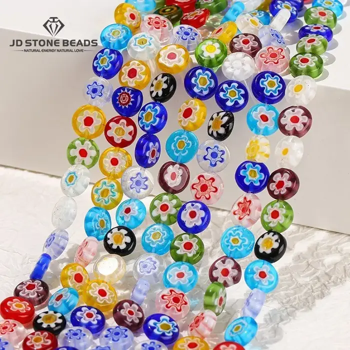 Perles Rondes et Plates en Verre Glacé de 6