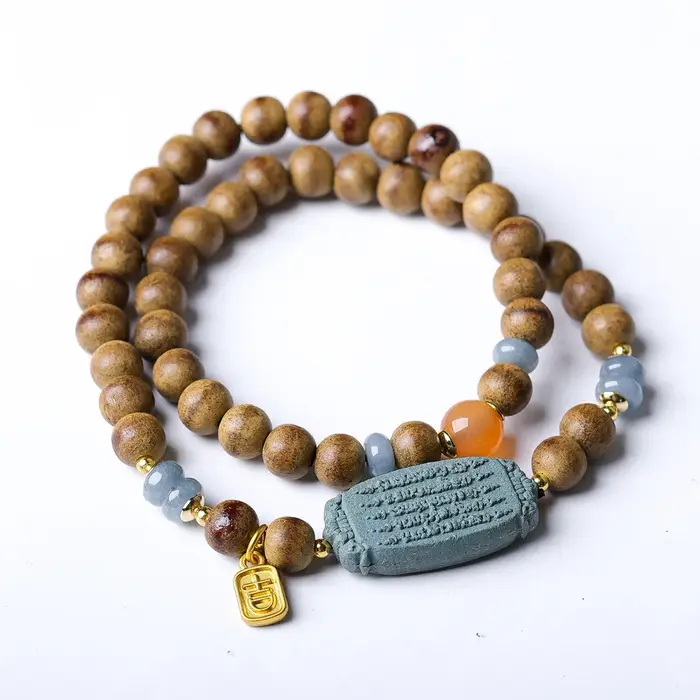 Bracelet en bois d'agar double boucle