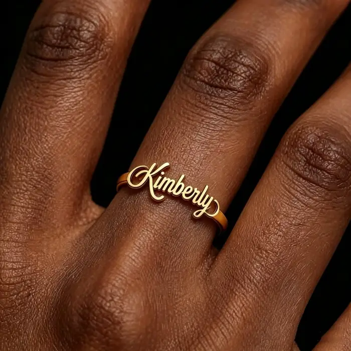 Bague ajustable avec nom en écriture cursive personnalisée, bijoux pour femmes, bague avec nom de co