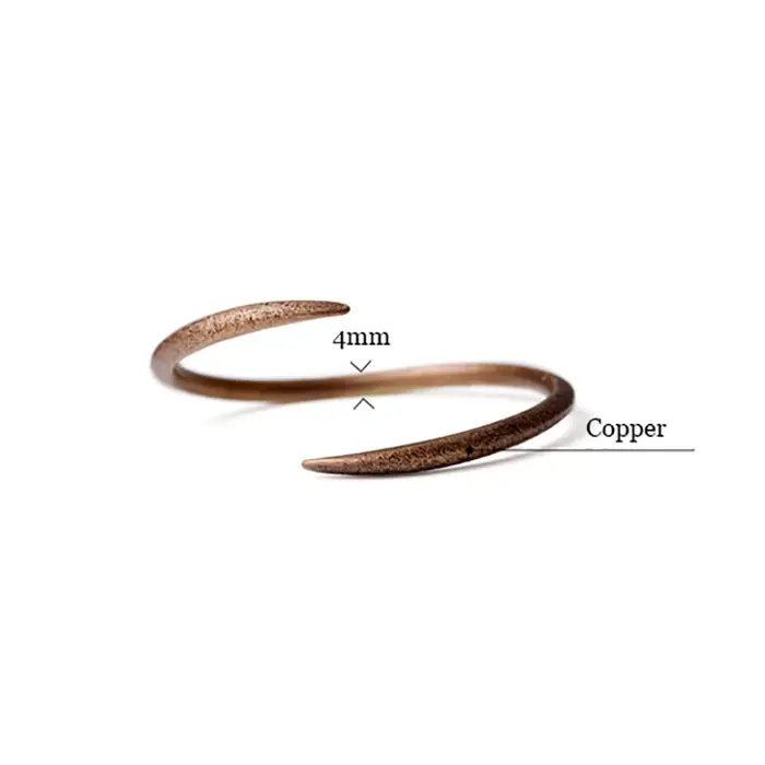 Bracelet en cuivre massif forgé à la main, manchette rustique unisexe pour couple, bijou artisanal pour homme et femme, cadeau original pour anniversaire ou fête
