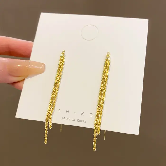 Boucles d'oreilles longues à pampilles pour femmes et filles, tendance, mode coréenne, Fine, mariage