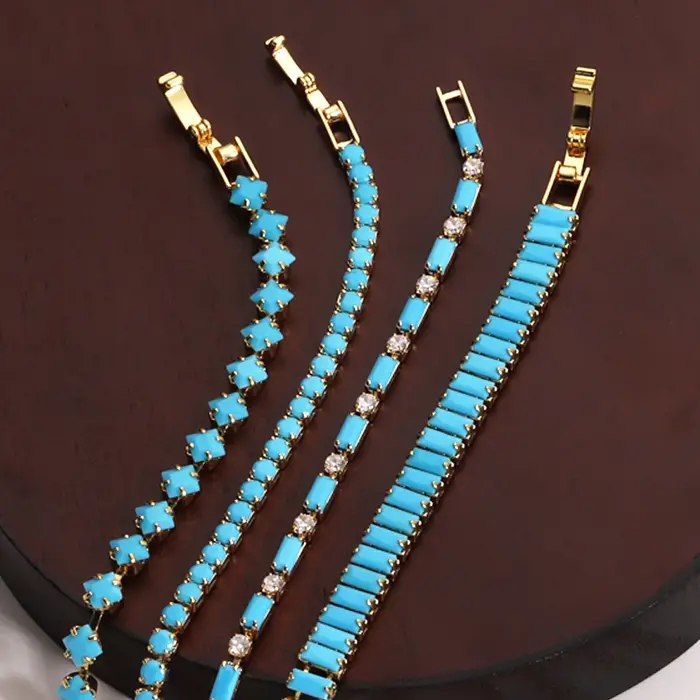 Bracelet bleu Turquoise plaqué or 18 carats