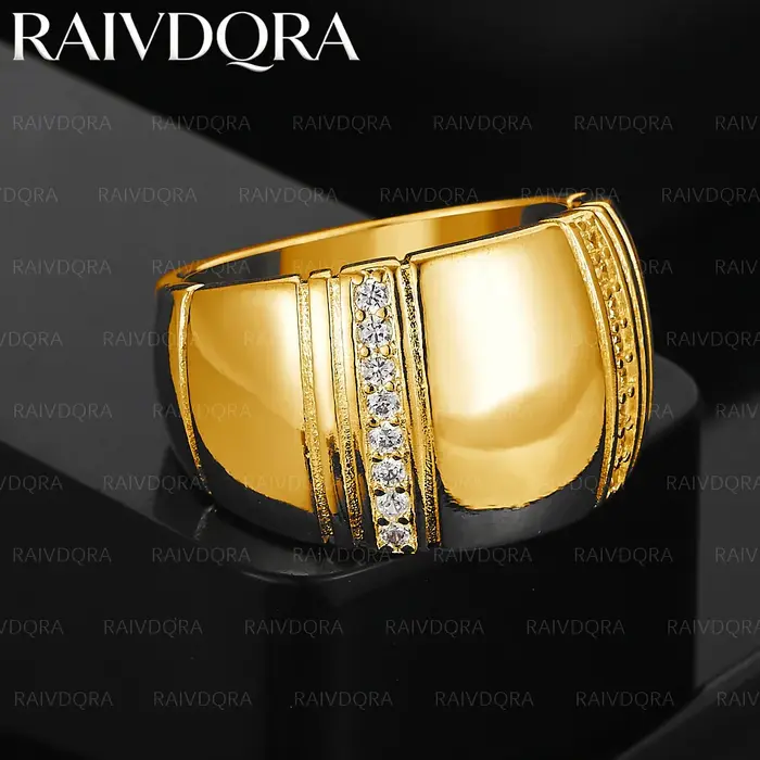 Bague circulaire en zircon plaqué or 18 carats pour femmes et hommes, bijoux à la mode, accessoires 