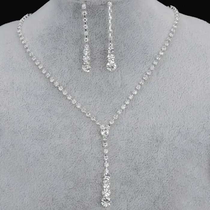 BLIJERY mode demoiselle d'honneur ensembles de bijoux de mariée pour les femmes strass cristal colli