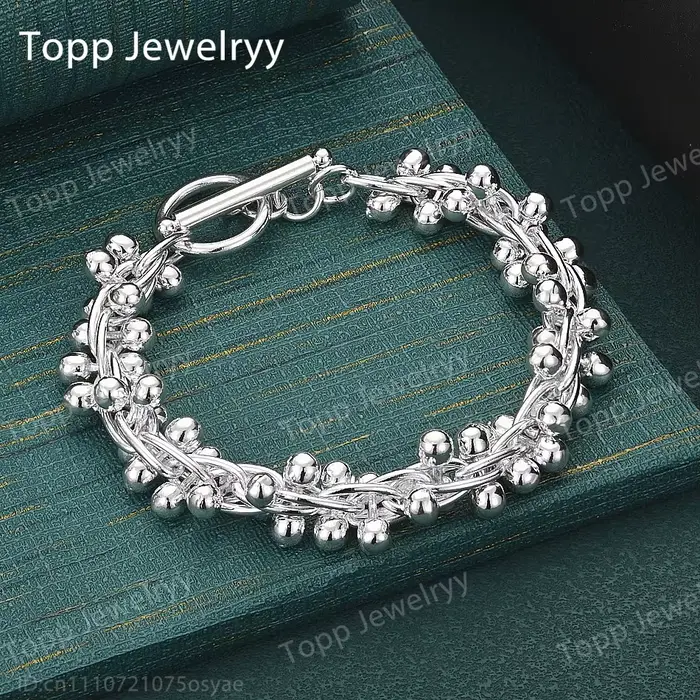 Bracelet perlé exquis en argent sterling 925, cadeau élégant pour femme, bijoux de mariage