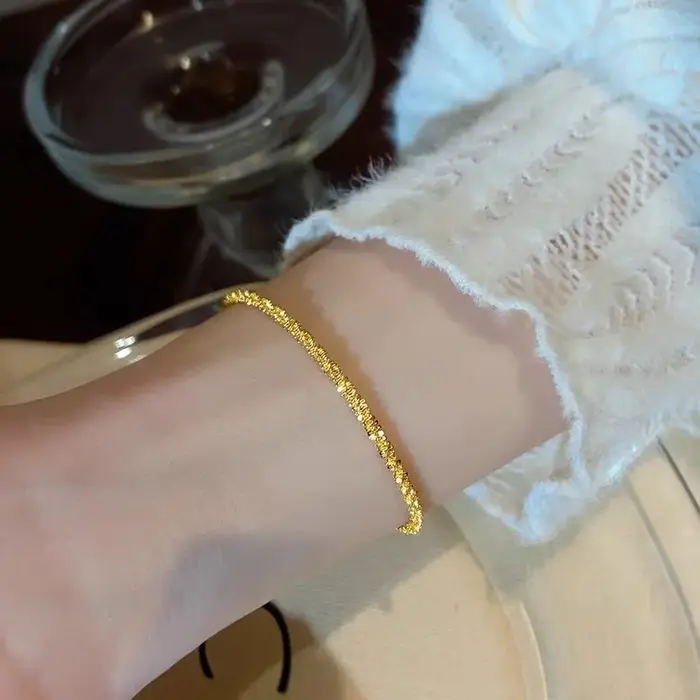 Bracelet en or pur 14 carats pour femmes mariage engagement anniversaire quotidien élégant cadeau