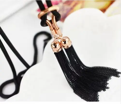 Meyfflin-Collier long en cristal pour femme, Bijoux noirs, JODrops, Maxi colliers de la présidence, 