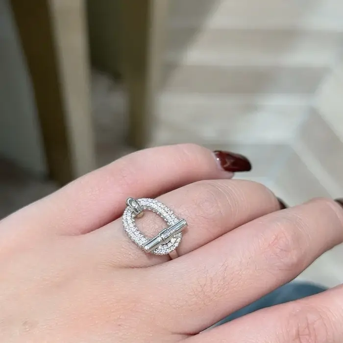 Nouveautés tendance chaude pur 925 en argent Sterling lien anneau barre transversale pavé Zircon femmes marque de luxe événement bijoux accessoire cadeau