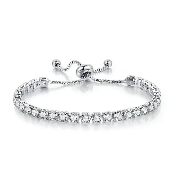 Bracelets de tennis réglables pour hommes et femmes, 4mm, rond, arc-en-ciel, mode, argent, document,