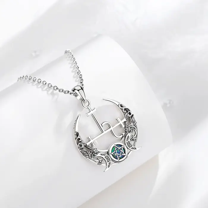 Collier en argent sterling 925 avec pendentif Lilith Moon opale pour femmes et hommes occasions spéciales déesse Lilith symbole puissance individuelle