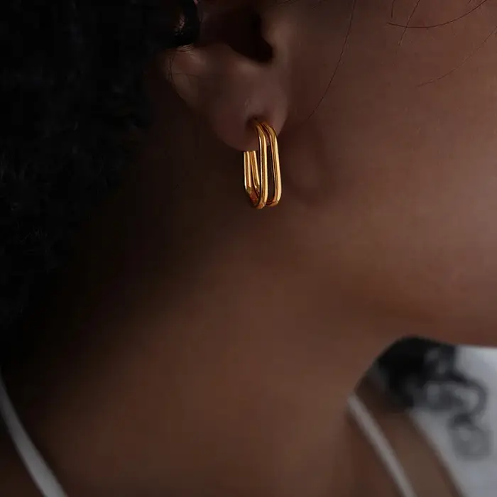 Boucles d'Oreilles Géométriques Carrées pour Femme
