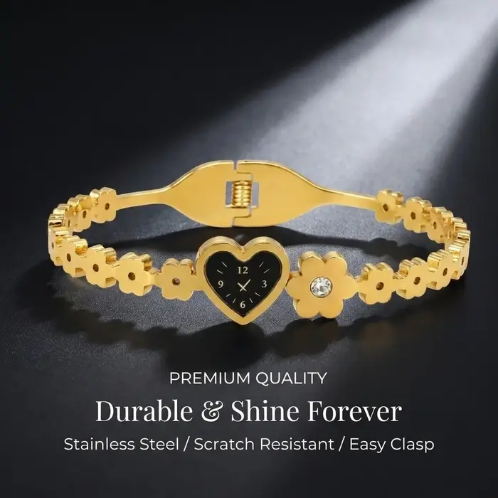 Nouveau bracelet mignon en forme de cœur avec cadran d'horloge