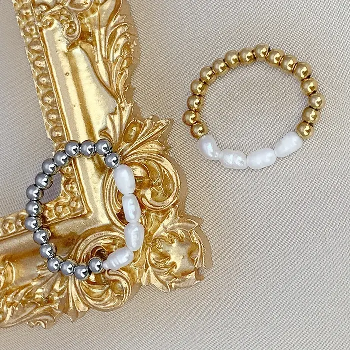 Bague en perles d'eau douce naturelles pour femme