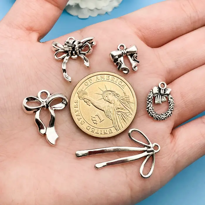 Lot de 20 pièces - Série Nœuds en Argent Vieilli - Accessoires de Mode pour la Fabrication de Bijoux DIY