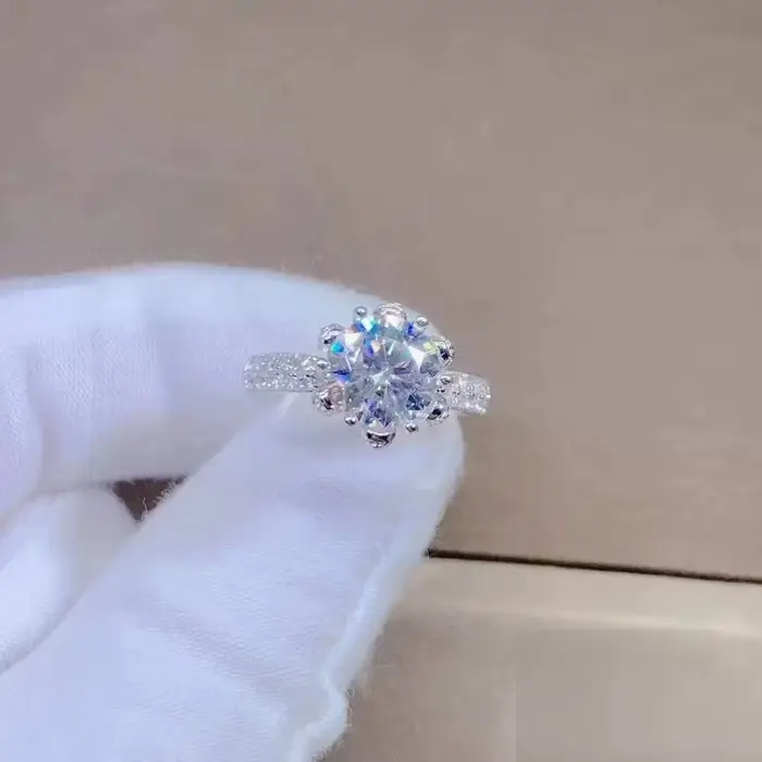 Bague de fiançailles en Moissanite et Or Blanc 14K avec Nom Personnalisé, Alliance Sublime pour Femmes Occasions Spéciales Engagement Mariage