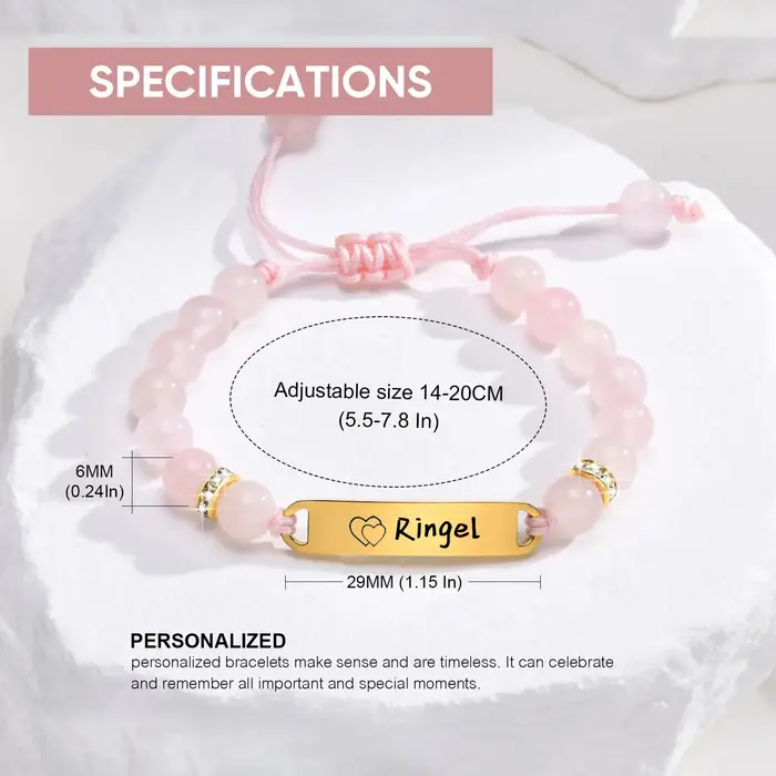 Bracelet de barre de bébé personnalisé avec pierres en forme de cercle, bracelet d'identification de nom pour filles, bracelet gravé pour bébés, bijoux personnalisables pour occasions spéciales