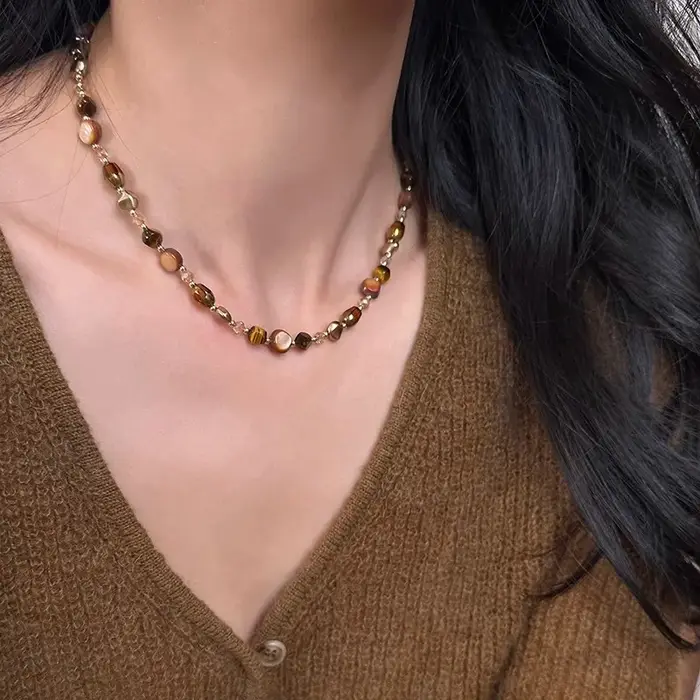 Collier de perles de pierre naturelle Maillard pour femme
