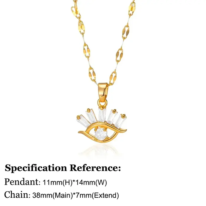 Collier mauvais œil bleu en Zircon pour femmes, couleur or, pendentif œil turc en acier inoxydable, 