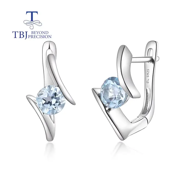 2026, boucles d'oreilles simples et élégantes en topaze bleu ciel naturel pour filles et femmes, bij