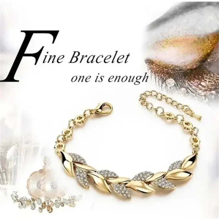 Nouvelle mode de luxe couleur or feuille couple Bracelets pour femme hommes charme plein de Zircon cristal bracelet bijoux accessoires cadeau