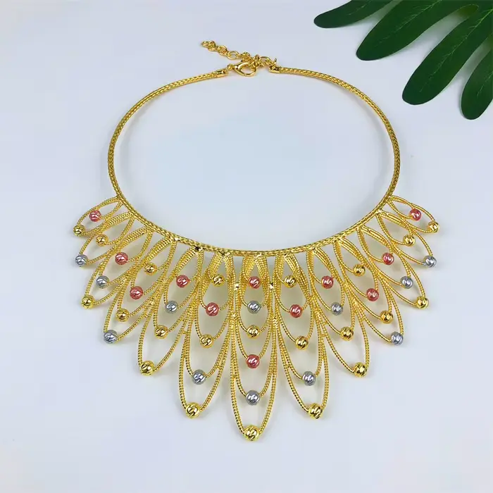 Nouvel ensemble de bijoux de luxe plaqué or pour femme, élégant pour les fêtes, style africain