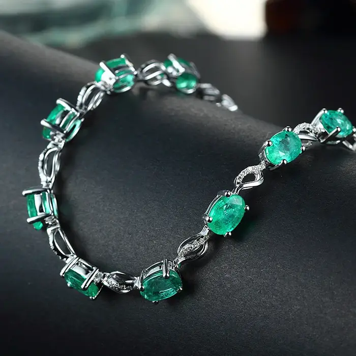Foydjew couleur trésor bijoux européen américain créatif simulé émeraude Bracelets chaîne couleur ar
