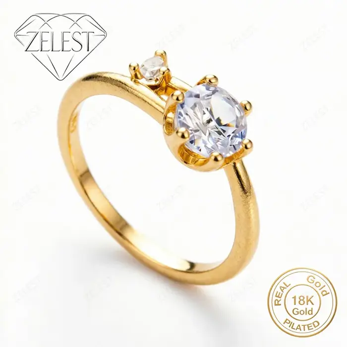 Bague en argent sterling 925 plaqué or 18 carats, double diamant givré, bague simple pour femme, bij