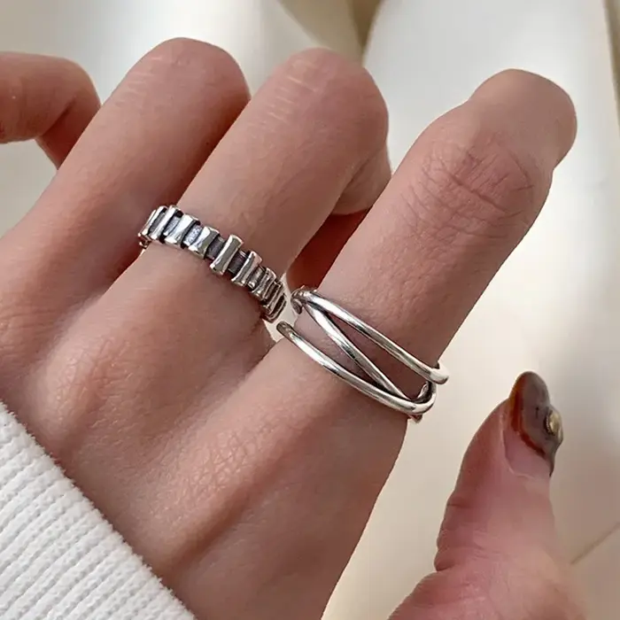 Bague rétro élégante en argent sterling 925 réglable pour femmes et filles accessoire de bijoux pour occasions spéciales et quotidiennes