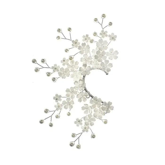 Manchette d'oreille florale en forme de fleur de cerisier avec accent perle, accessoire de mode sans