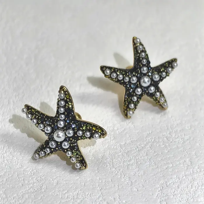 Ensemble de bijoux étoile de mer océanique perles naturelles zirconium blanc cadeau tendance femme occasions spéciales