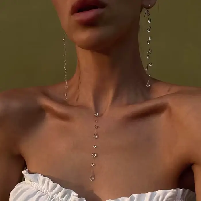 Collier goutte d'eau Transparent