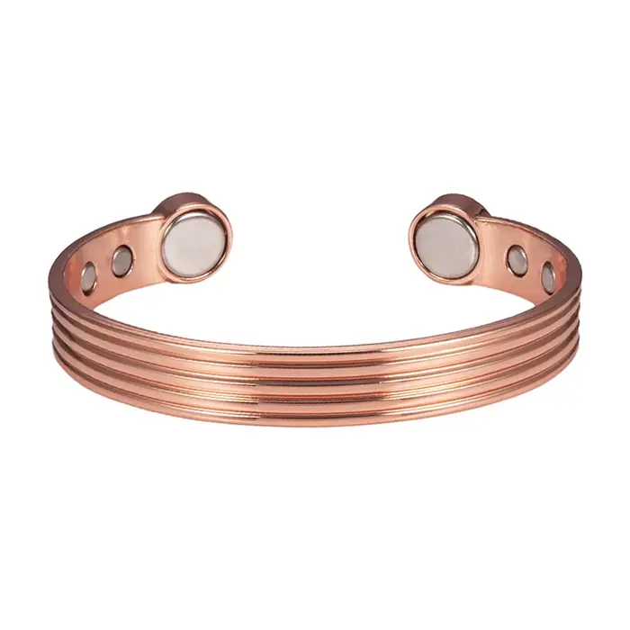 Bracelets en cuivre pur pour hommes et femmes, manchette réglable, bande magnétique, arthrite, santé