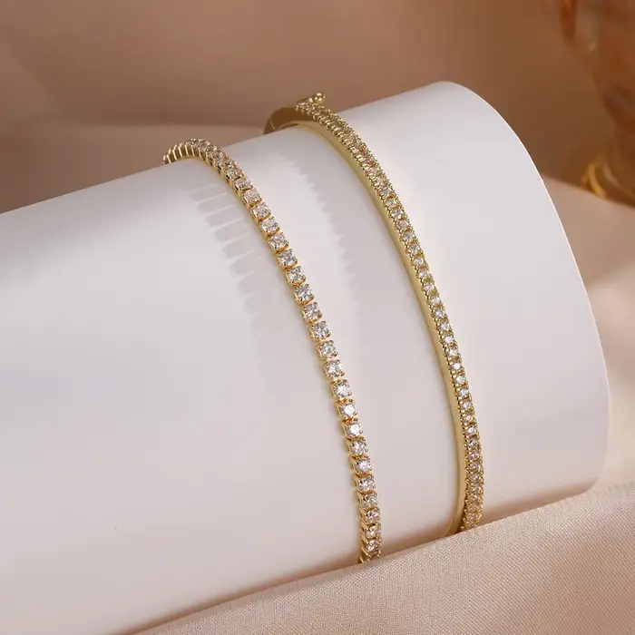 ZAKOL 2 pièces/ensemble nouveau Turquoise brillant Zircon Tennis Bracelet ensemble pour les femmes m