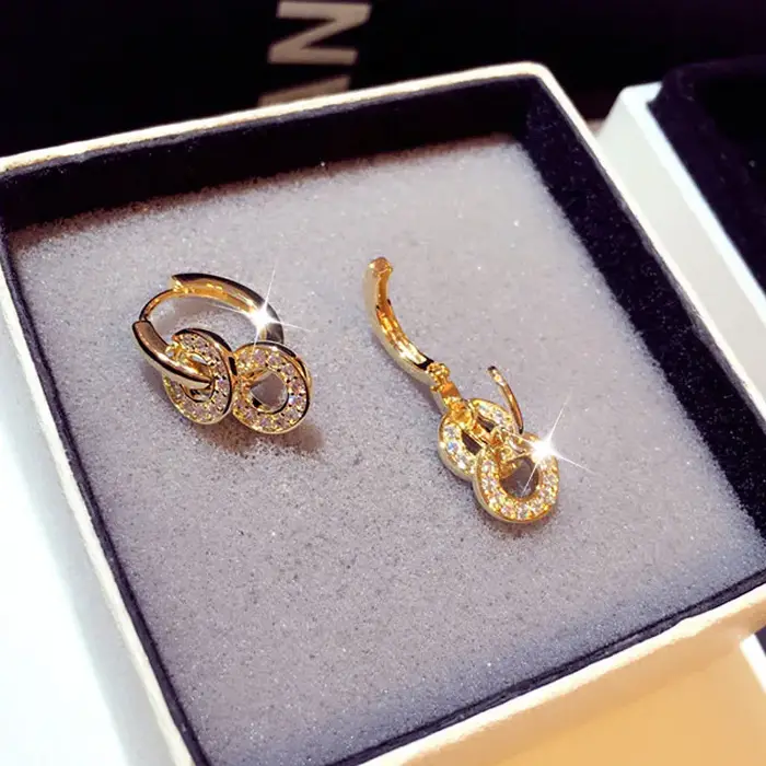 Boucles d'oreilles rondes en or véritable plaquées 14 carats pour femmes occasions spéciales mariage fiançailles fête