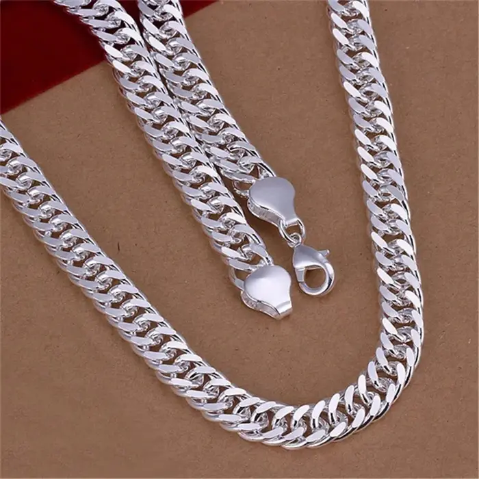 Collier chaîne en argent Sterling 925 pour hommes et femmes, chaîne de 10MM, solide, Noble, bijoux à