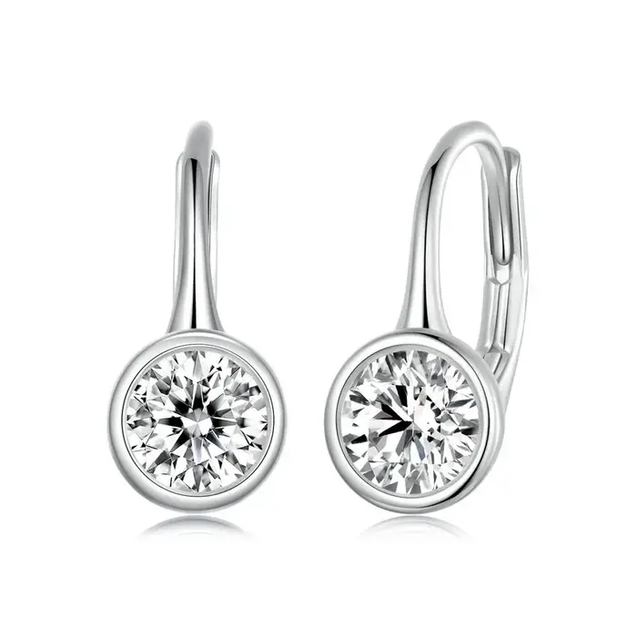 Bamoer U 0.5CT Moissanite boucles d'oreilles minimaliste lunette cerceau boucles d'oreilles laborato