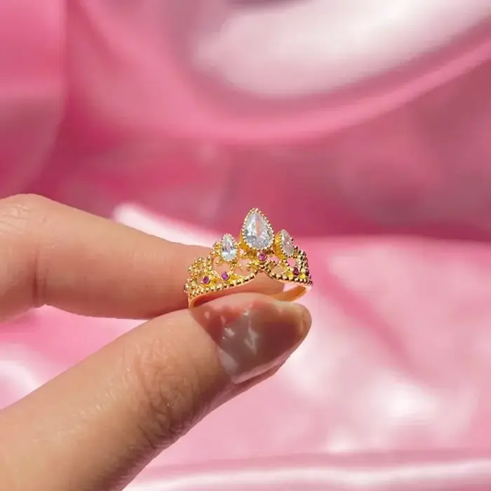 Bagues de princesse réglables pour femmes, bague de couronne de charme, accessoires de bijoux de Gee