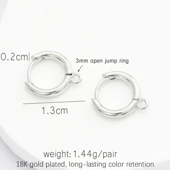 Crochets de boucle d'oreille lisses plaqués or 18 carats et rhodium, fermoirs de boucle d'oreille br