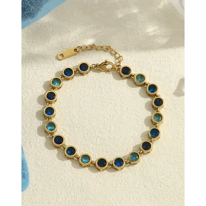 YACHAN Bracelet en cristal de zircon bleu de luxe pour femmes