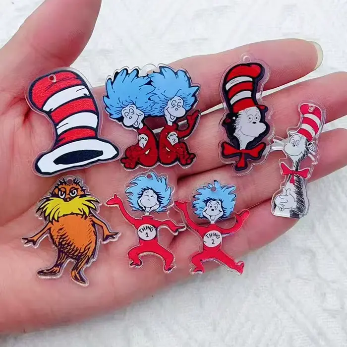 Bijoux animaux de dessin animé en acrylique, 10 pièces, pour la fabrication de pendentifs, colliers,